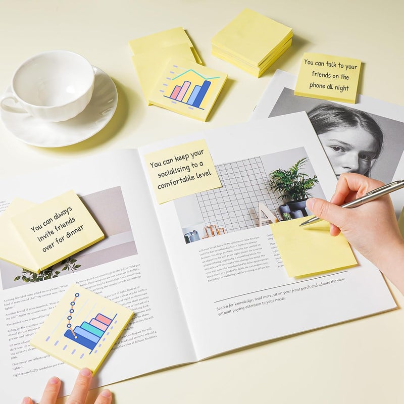 vipstar (18 Pack) Sticky Notes 3x3 in Yellow, Strong Adhesive, Clean Removal, Recyclable, Self-Stick Pads, Easy to Post for Home, Office, Notebook - Image 3